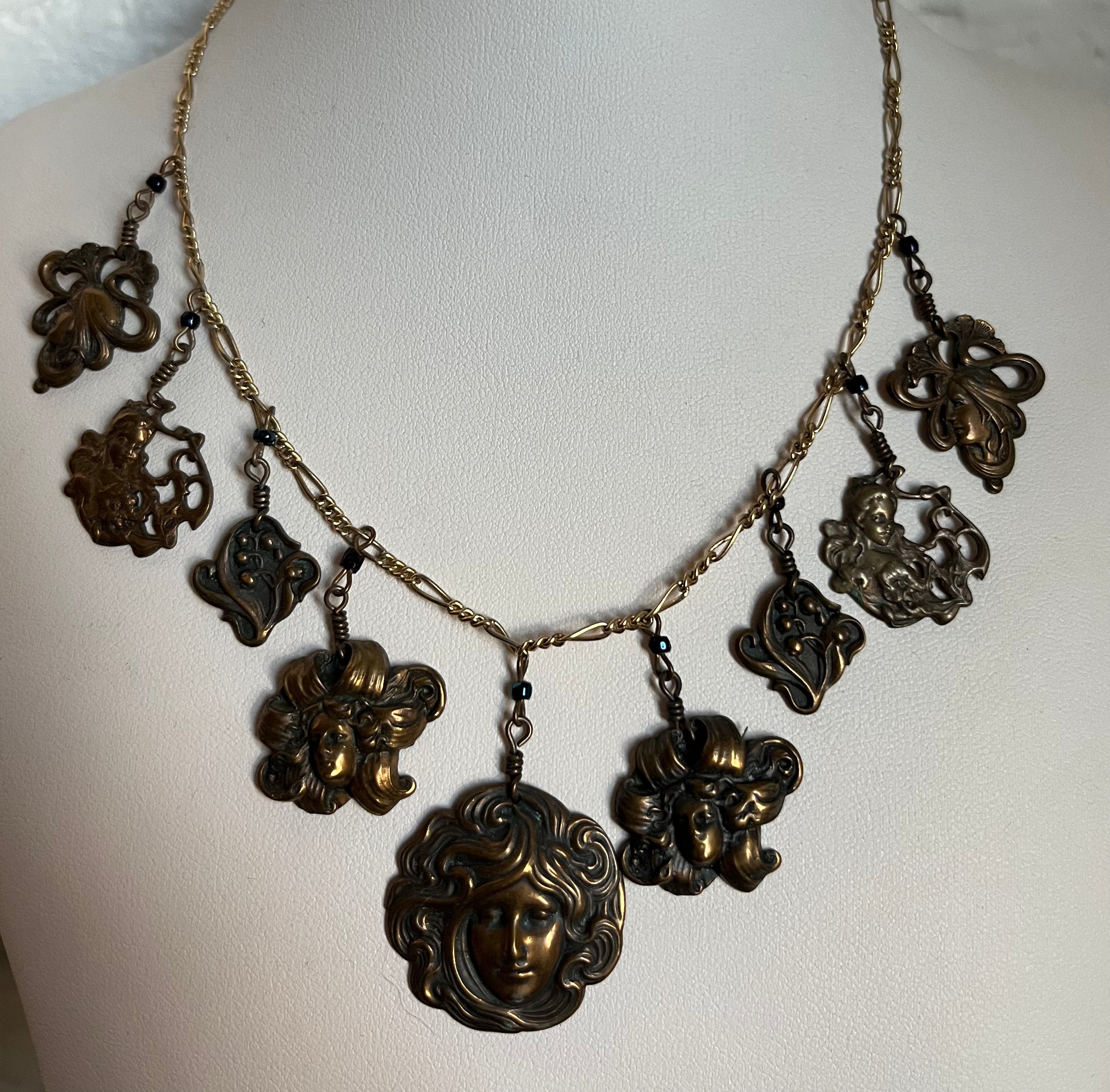 Art Nouveau Charm Necklace